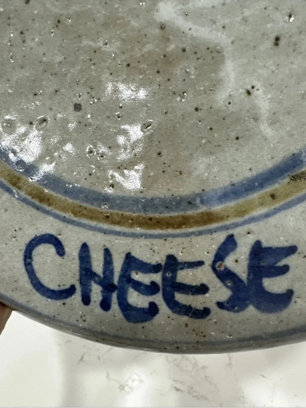 Pottery Cheese Serving Plate With Cheese In 4 Languages 10” Diameter